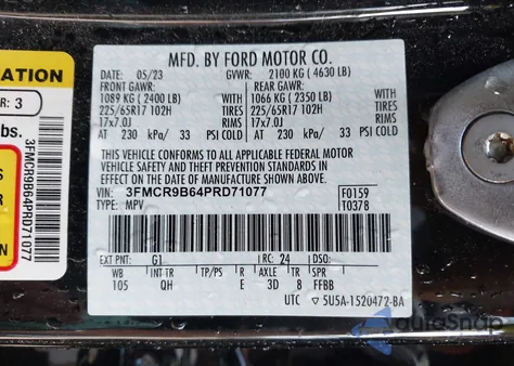 2023 Ford Bronco Sport Big Bend z USA, uszkodzony, nr VIN 3FMCR9B64PRD71077